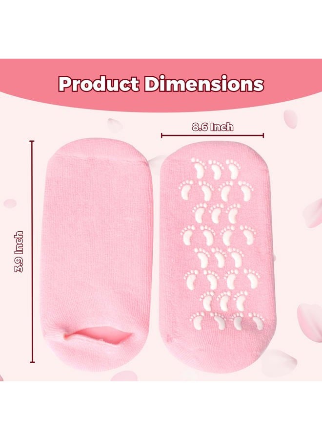 FOOTINSOLE.COM Moisturizing Socks for Dry Cracked Feet Women and Men Hydrating Gel Spa Sock Foot Moisturizer During Overnight (1 Pair (Pink)) - Image 5